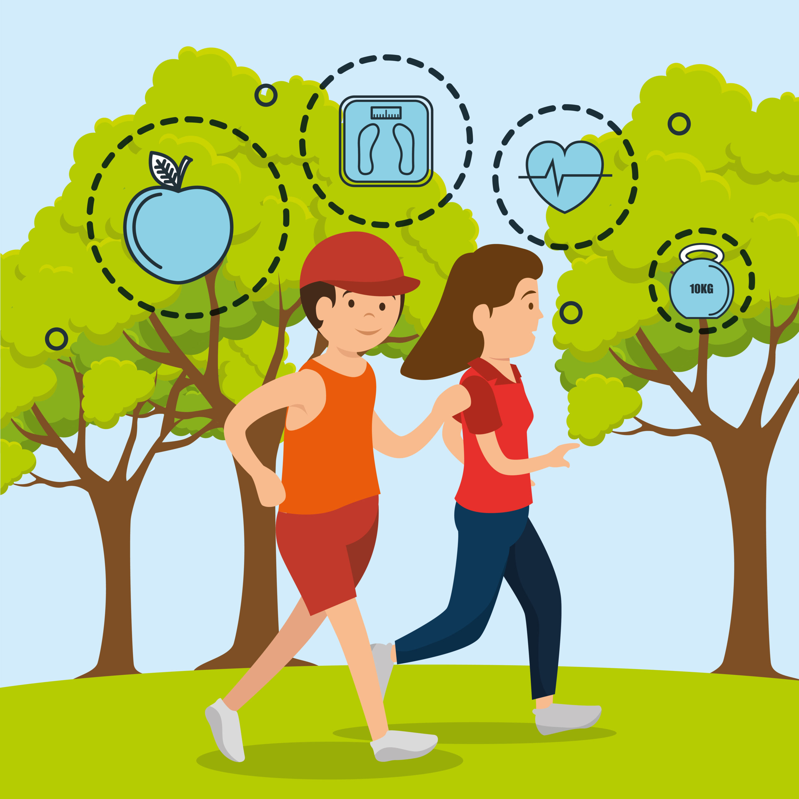 athletic people practicing exercise characters Tarieven Uniek Vitaal